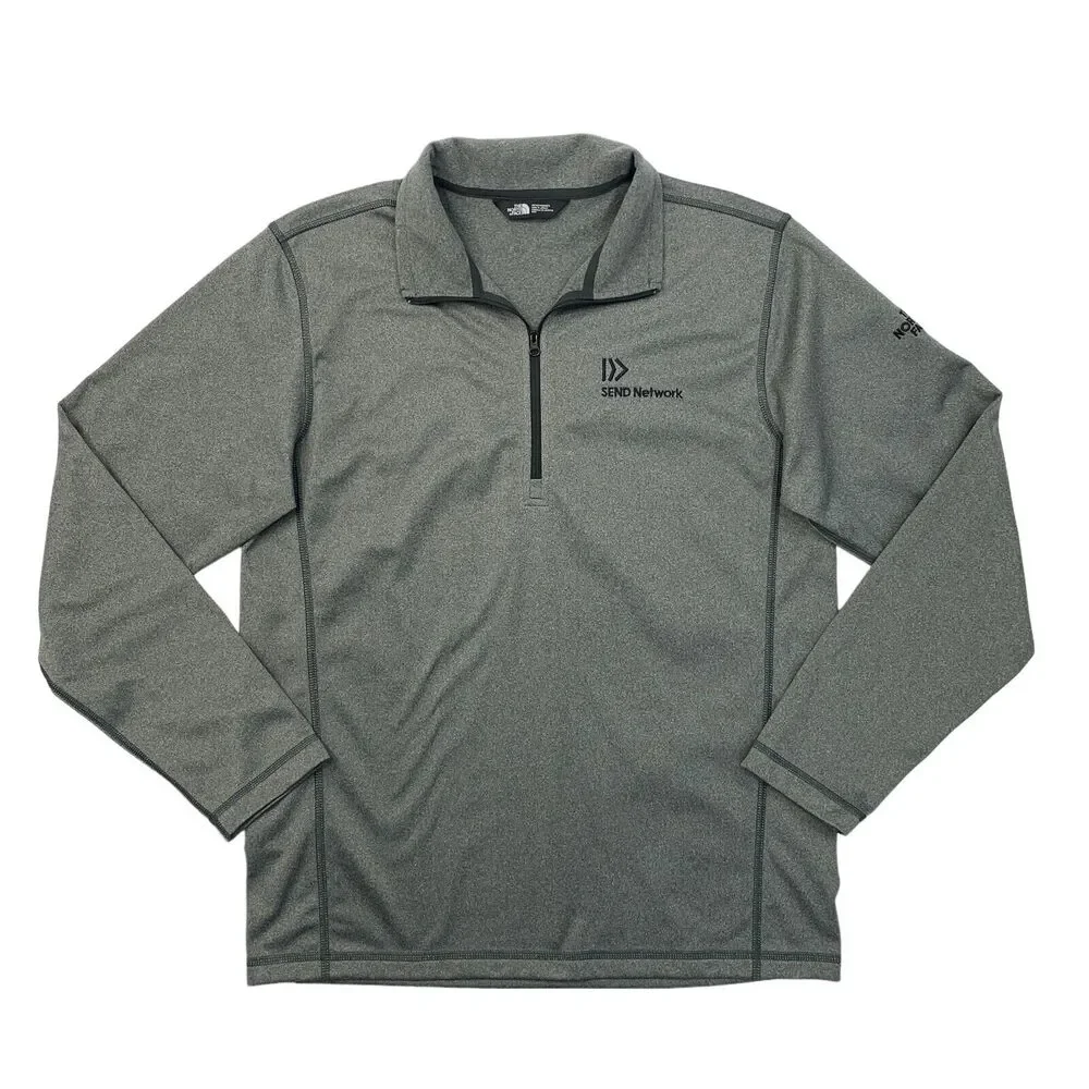 The North Face Sweatshirt Mens M Medium Grey Heathered Quarter‎ Zip Chest Logo
